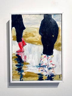 Wellies II- contemporary art - Impressionist figurative oil painting
