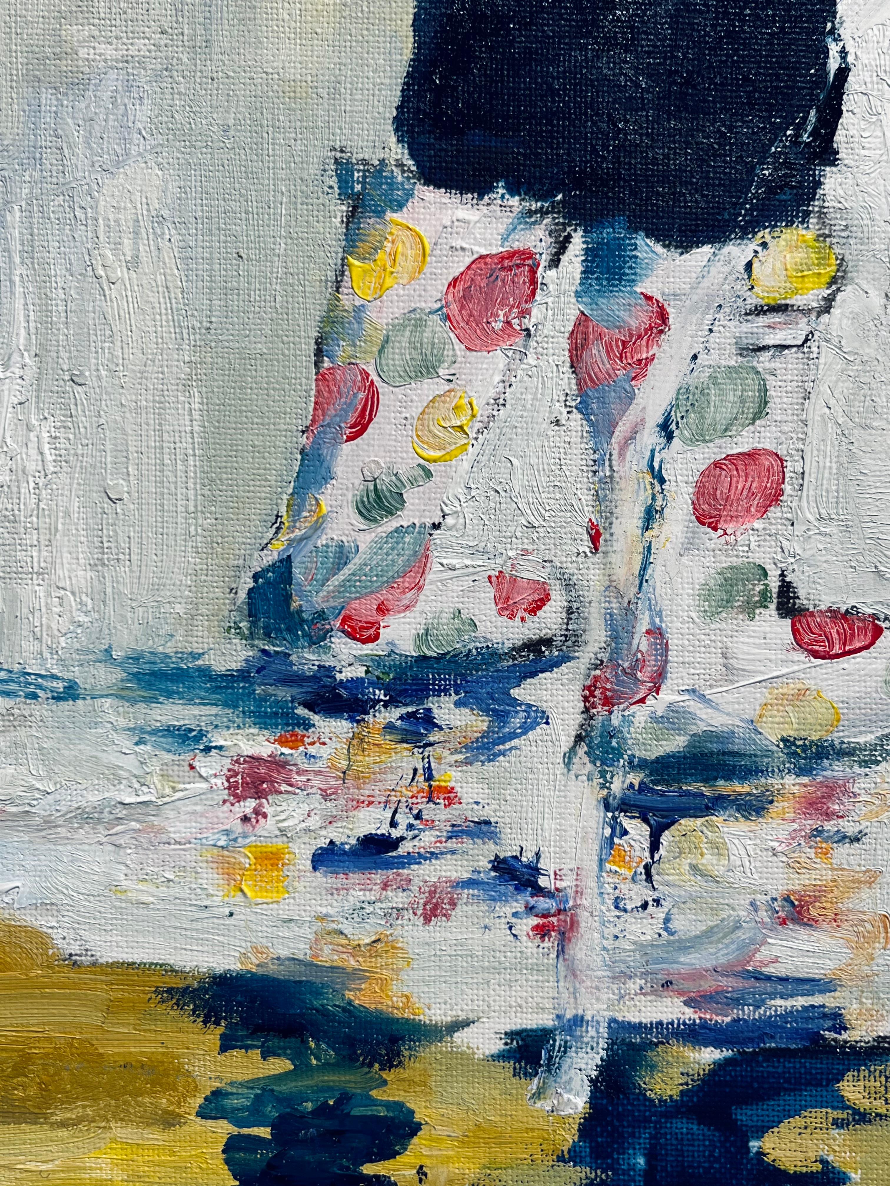 Wellies II- zeitgenössische Kunst - Impressionistische figurative Ölmalerei (Beige), Figurative Painting, von Richard Gower