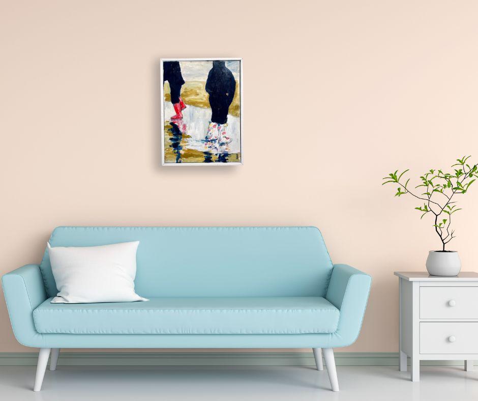 Wellies II- contemporary art - Impressionist figurative oil painting For Sale 1