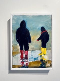 Wellies III - arte impressionista contemporanea - pittura ad olio figurativa originale
