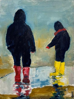 Wellies III- contemporary impressionist art - original figurative oil painting