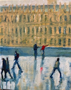 Winter Reflections - original impressionism figurative contemporary artwork