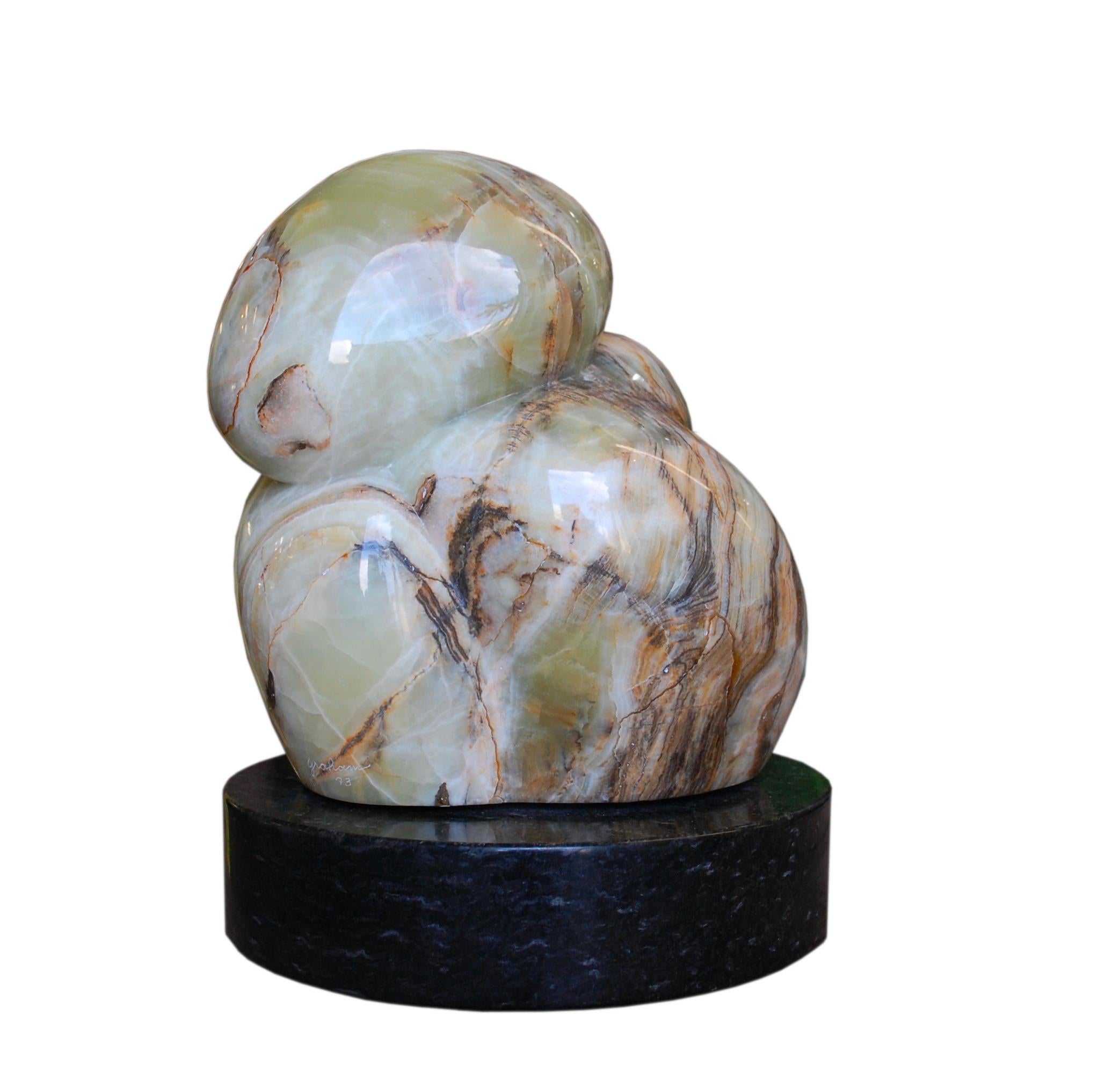 Two Abstract Figures Onyx Sculpture - Brown Abstract Sculpture by Richard Graham