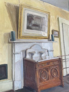 Antique Room Interior oil painting by listed American artist Richard H. Bassett