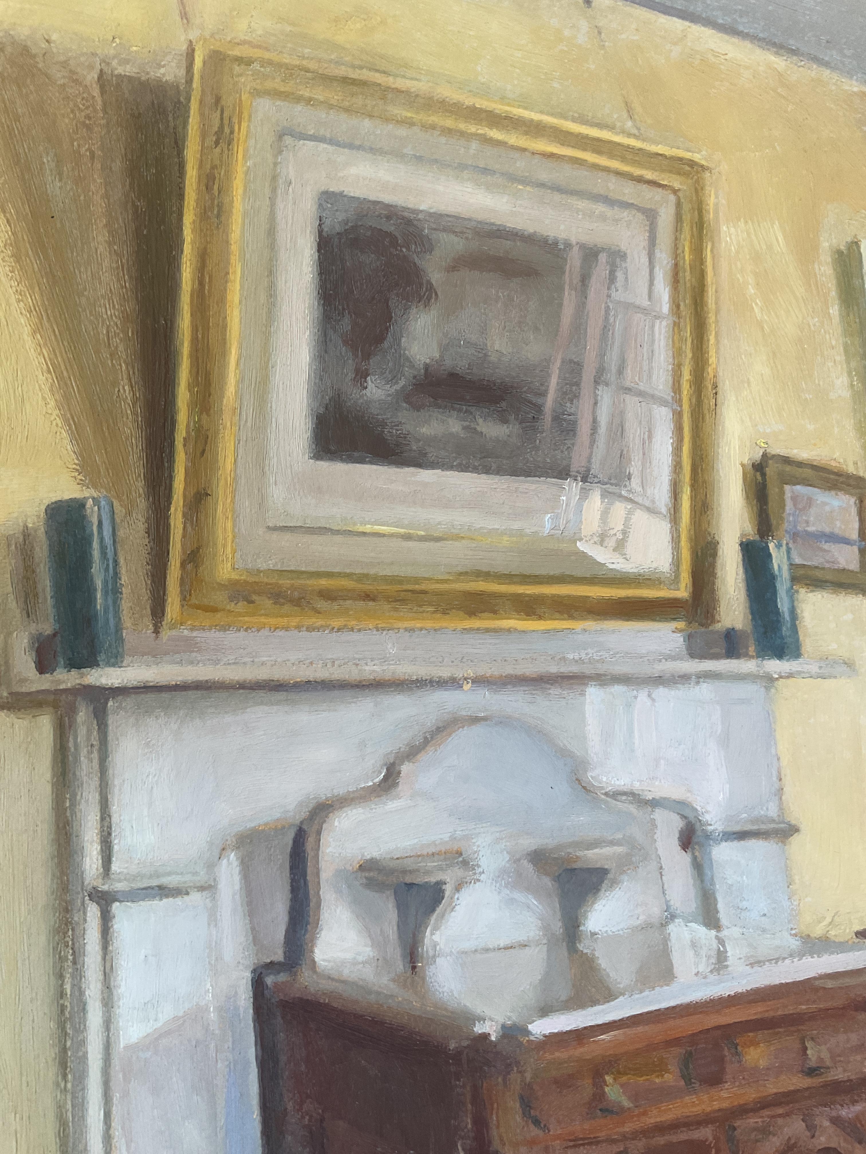 Antico dipinto ad olio di interni di stanze dell'artista americano Richard H. Bassett, quotato in borsa. - Painting Postimpressionismo di Richard H. Bassett 