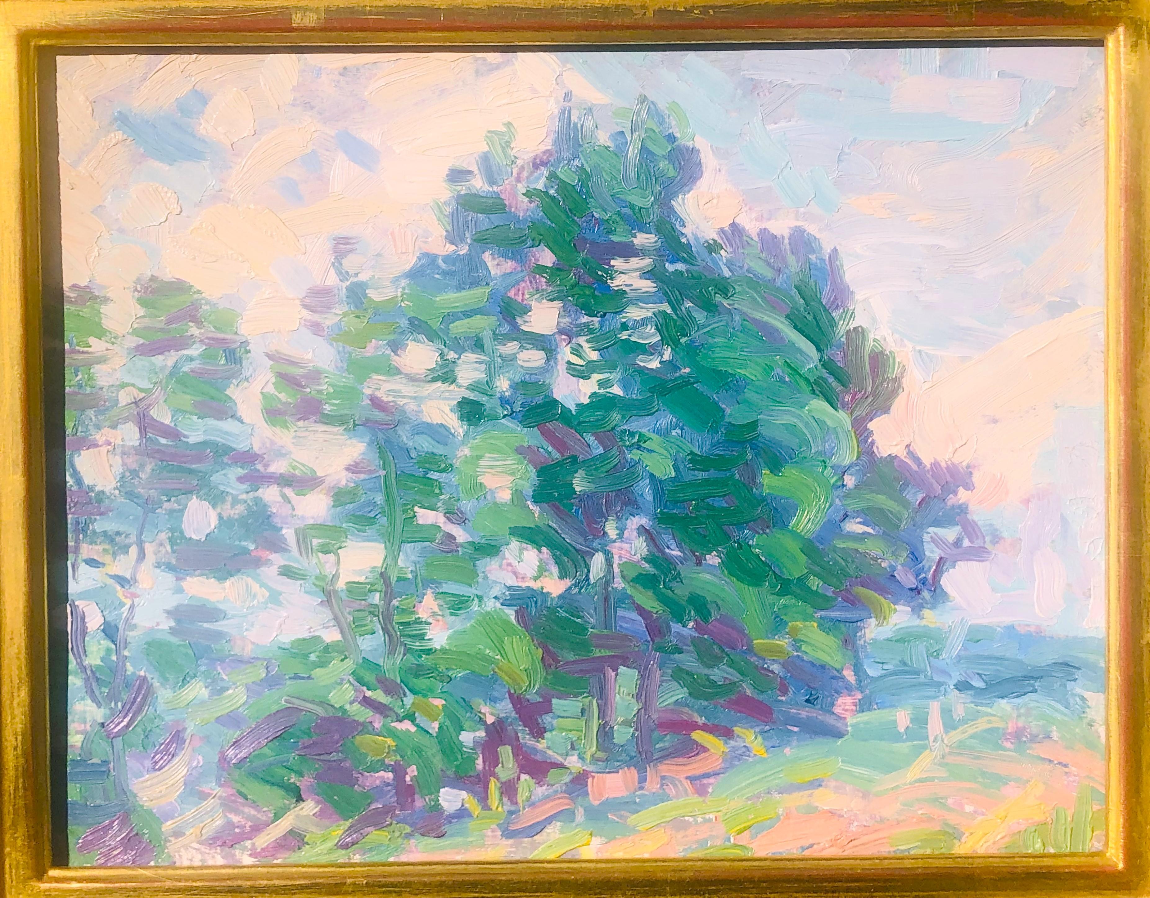 Huile impressionniste ancienne à deux faces sur carton par A Richard Bassett - Painting de richard h bassett