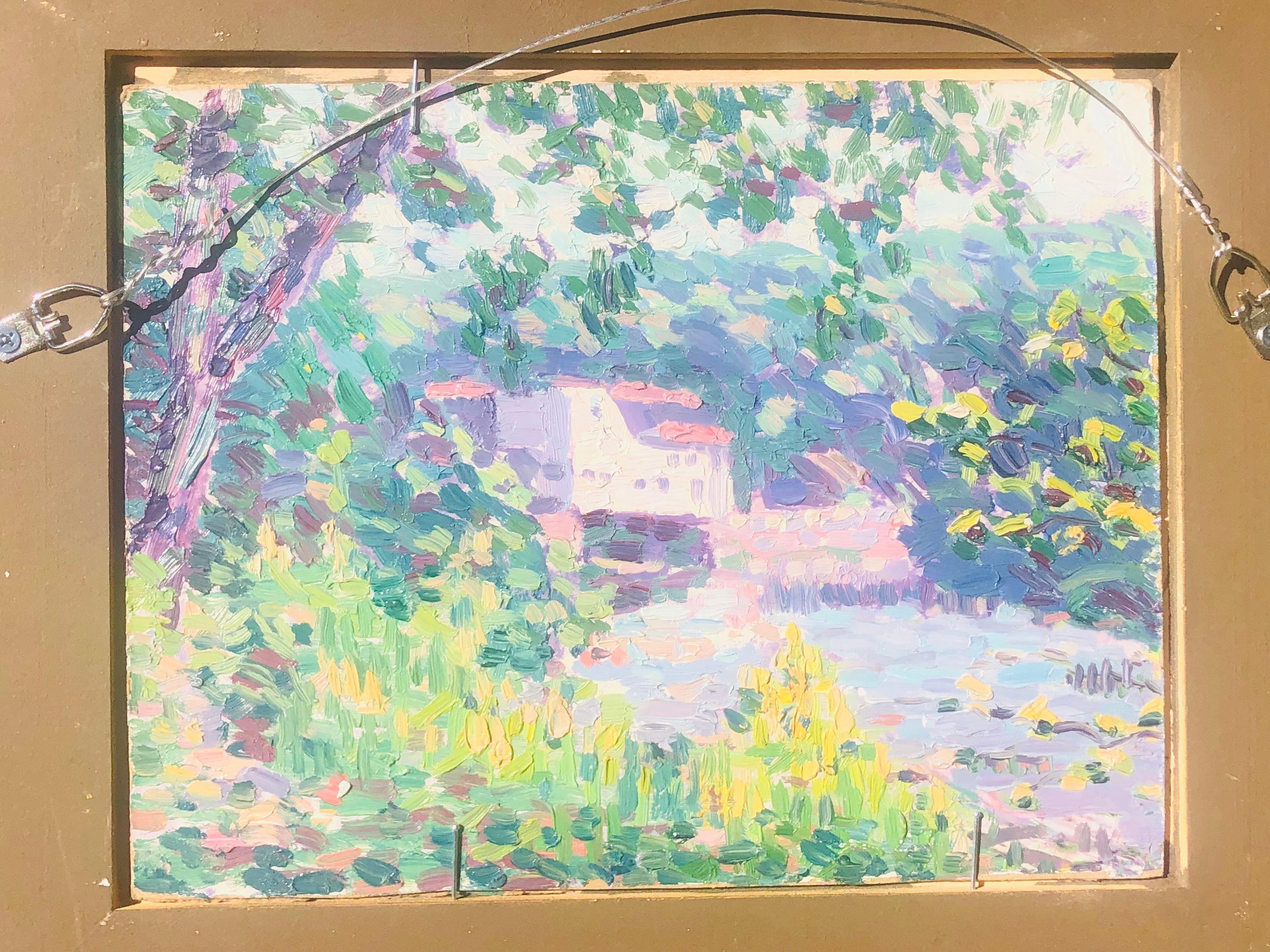 Huile impressionniste ancienne à deux faces sur carton par A Richard Bassett en vente 1