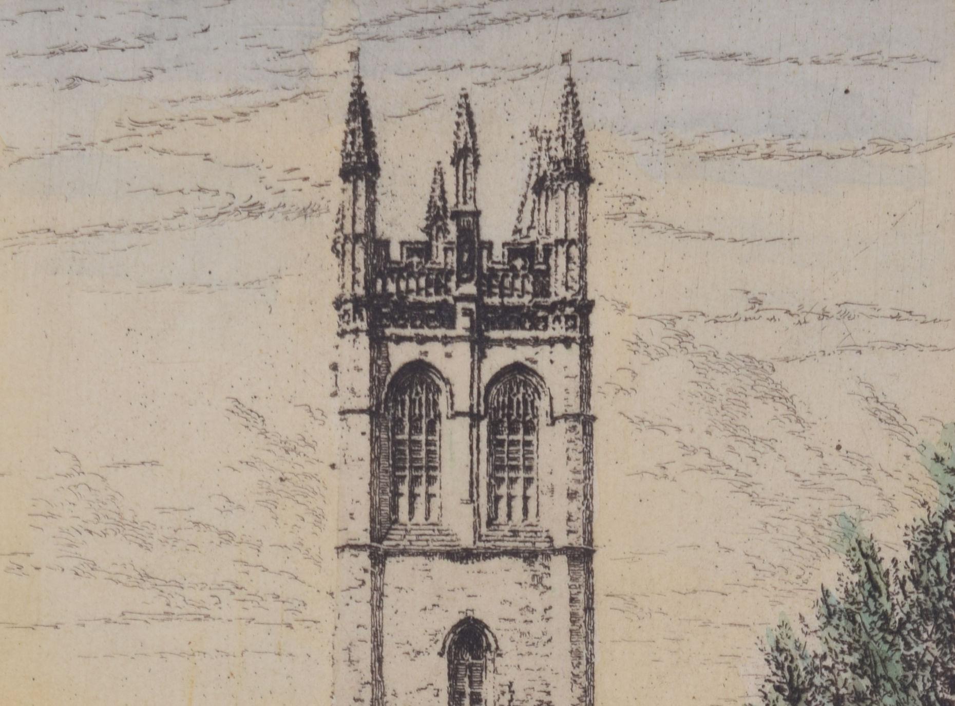 Magdalen College, Oxford Grabado de la torre por Richard H Tyrell en venta 1