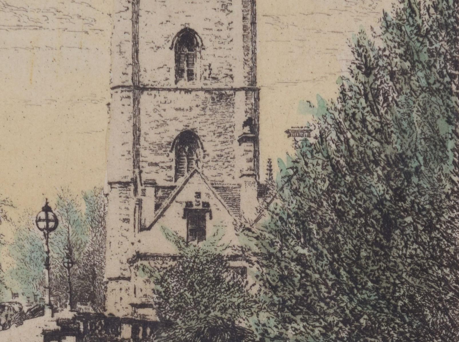 Magdalen College, Oxford Grabado de la torre por Richard H Tyrell en venta 2