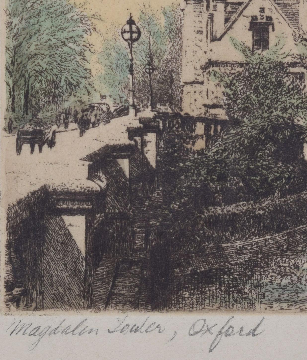 Magdalen College, Oxford Grabado de la torre por Richard H Tyrell en venta 3