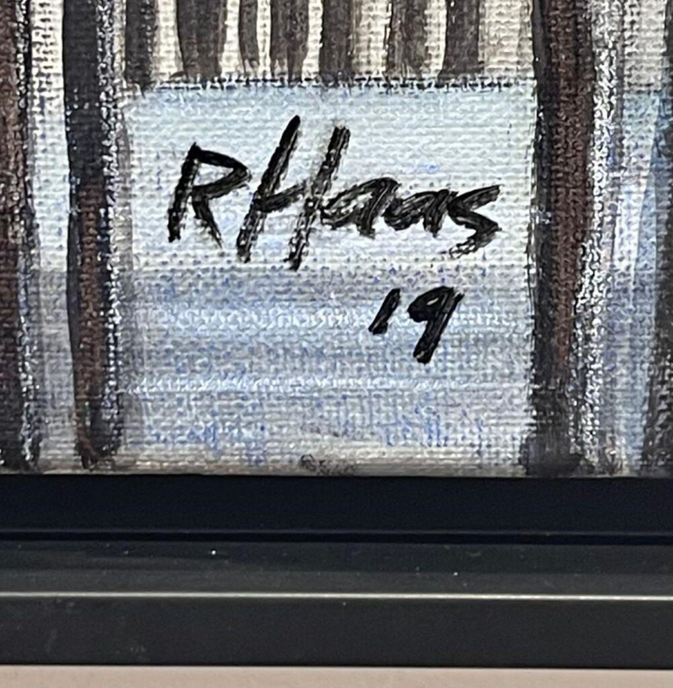 Hudson Yards pintura acrílica original firmada, famoso artista del trampantojo Enmarcado - Painting de Richard Haas