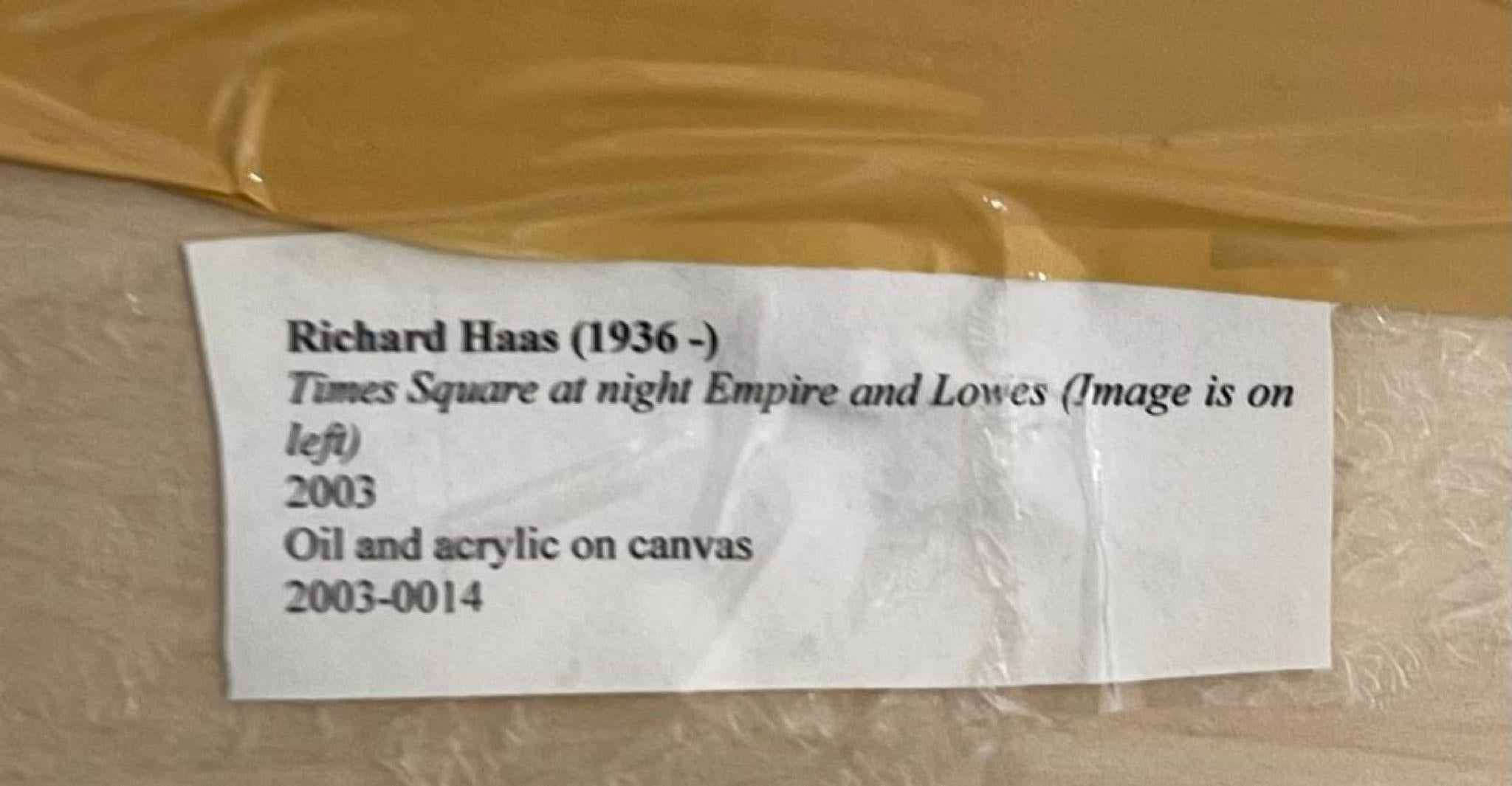 Times Square de noche, Empire y Loews firmado Cuadro al óleo y acrílico sobre lienzo en venta 3