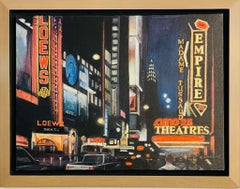 Times Square di notte, Empire e Loewe firmato Pittura ad olio e acrilico su tela