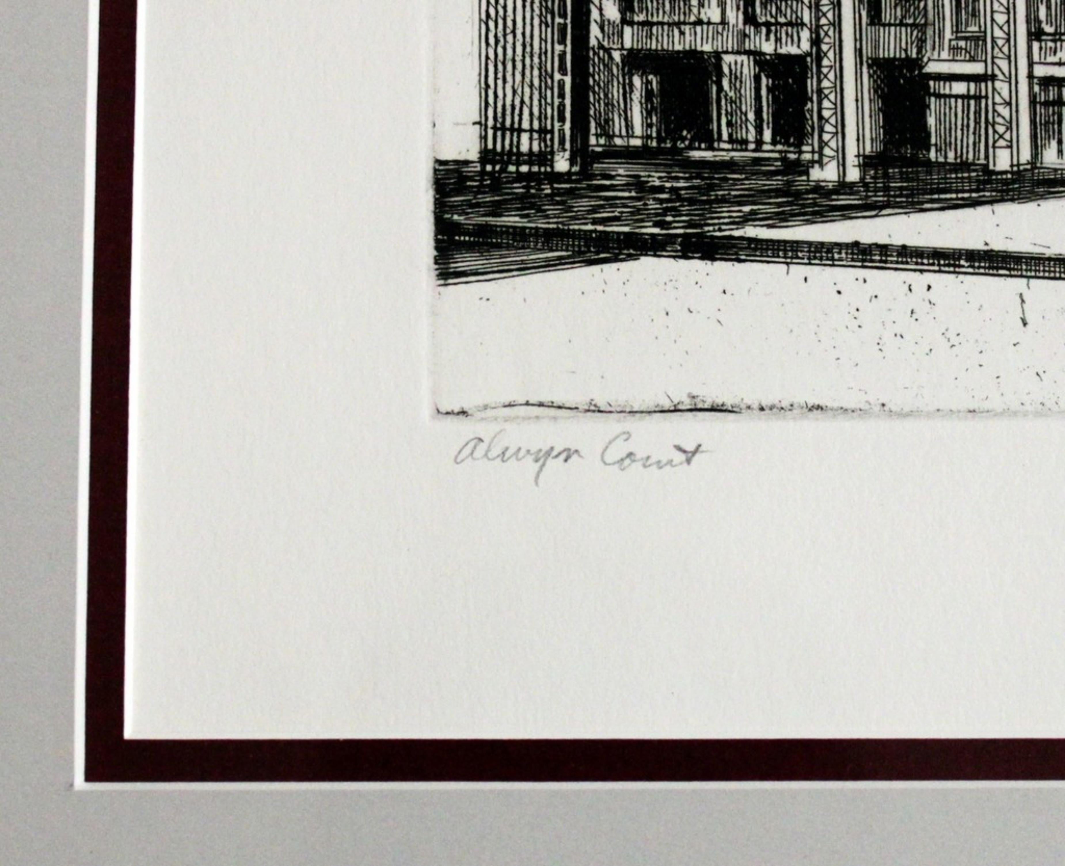 Alwyn Court (180 West 58th Street, NYC), limited edition signed etching framed - Gray Figurative Print by Richard Haas