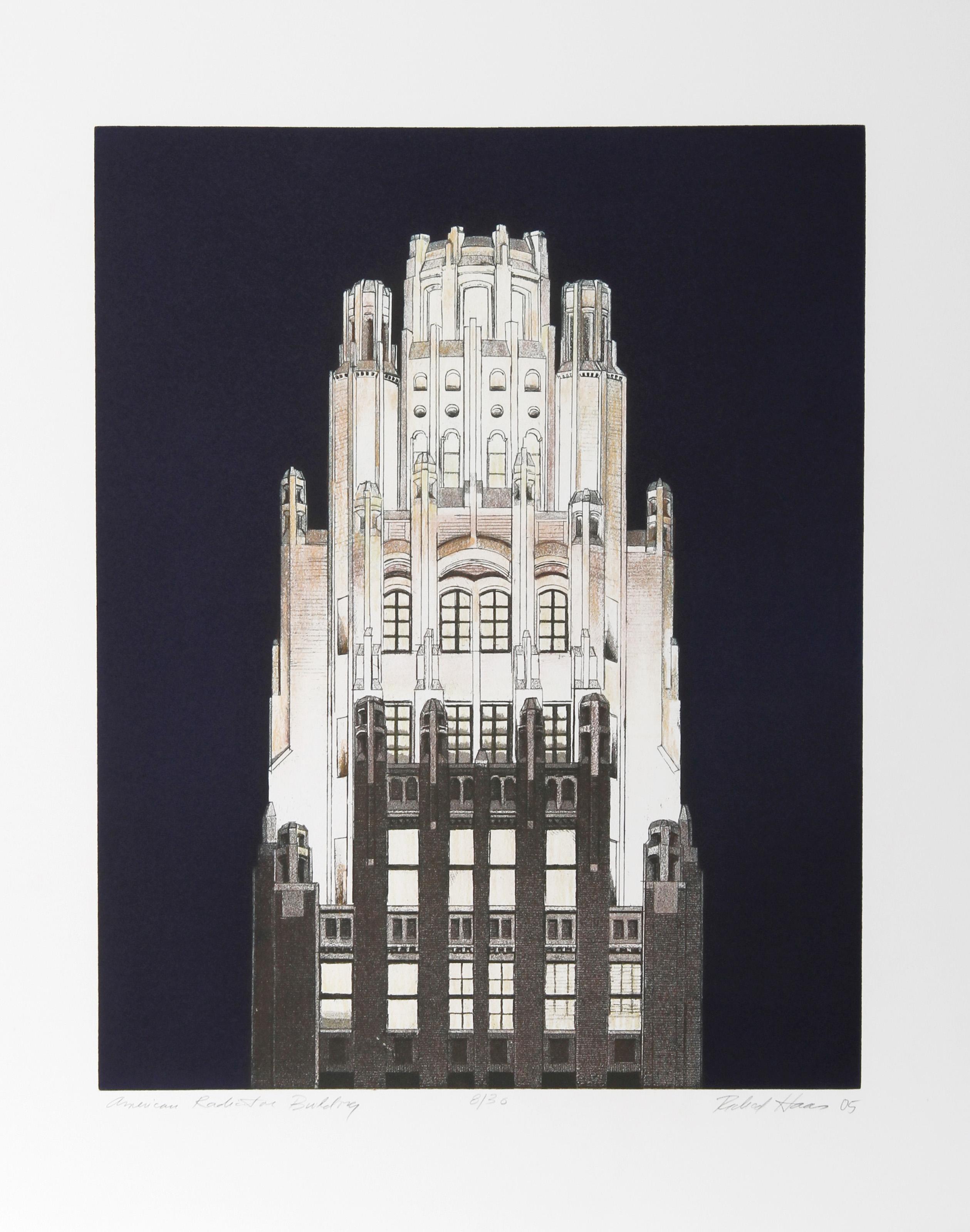 American Radiator Building (Blue), Photorealist Etching by Richard Haas