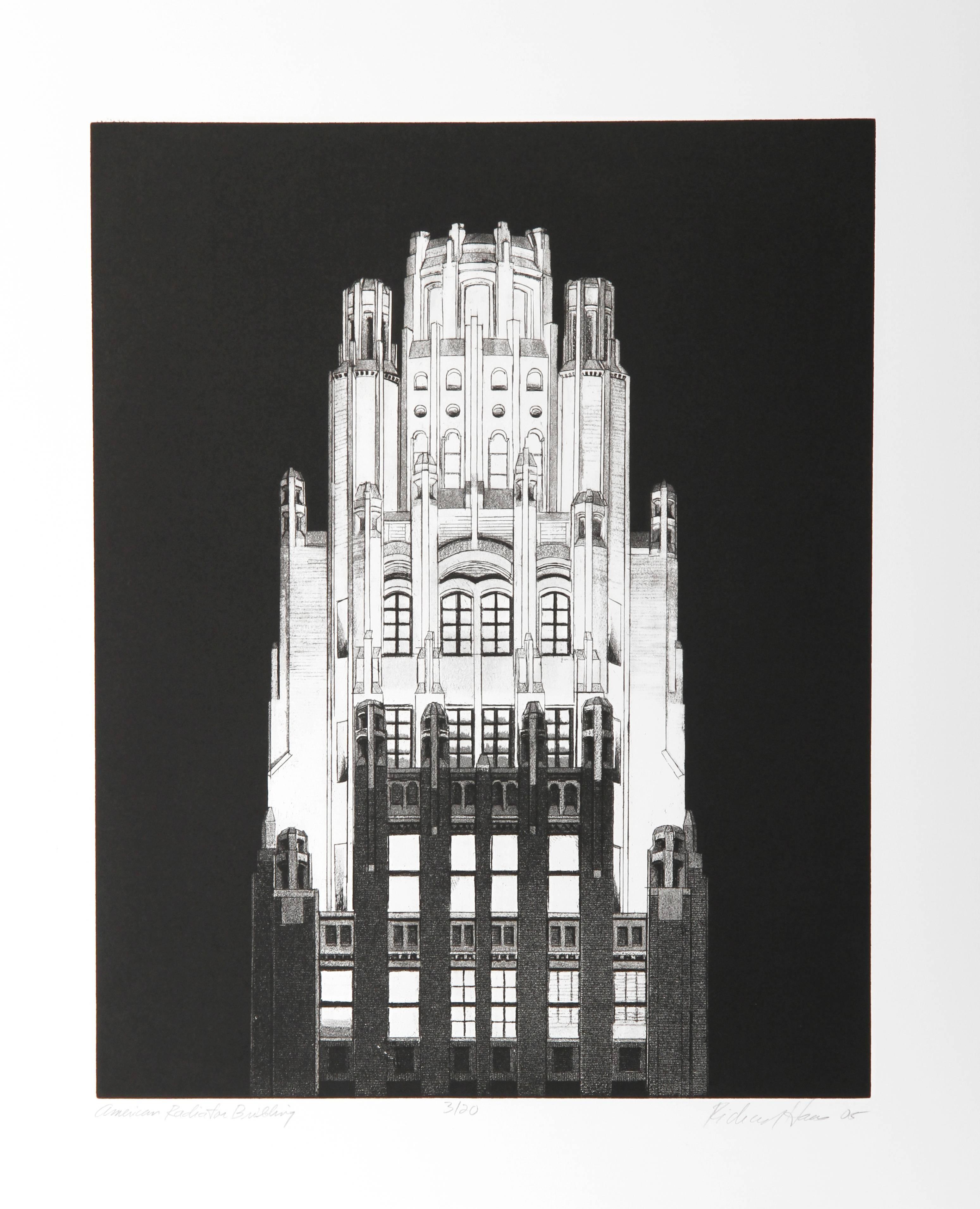 ""American Radiator Building"" B&W-Radierung von Richard Haas