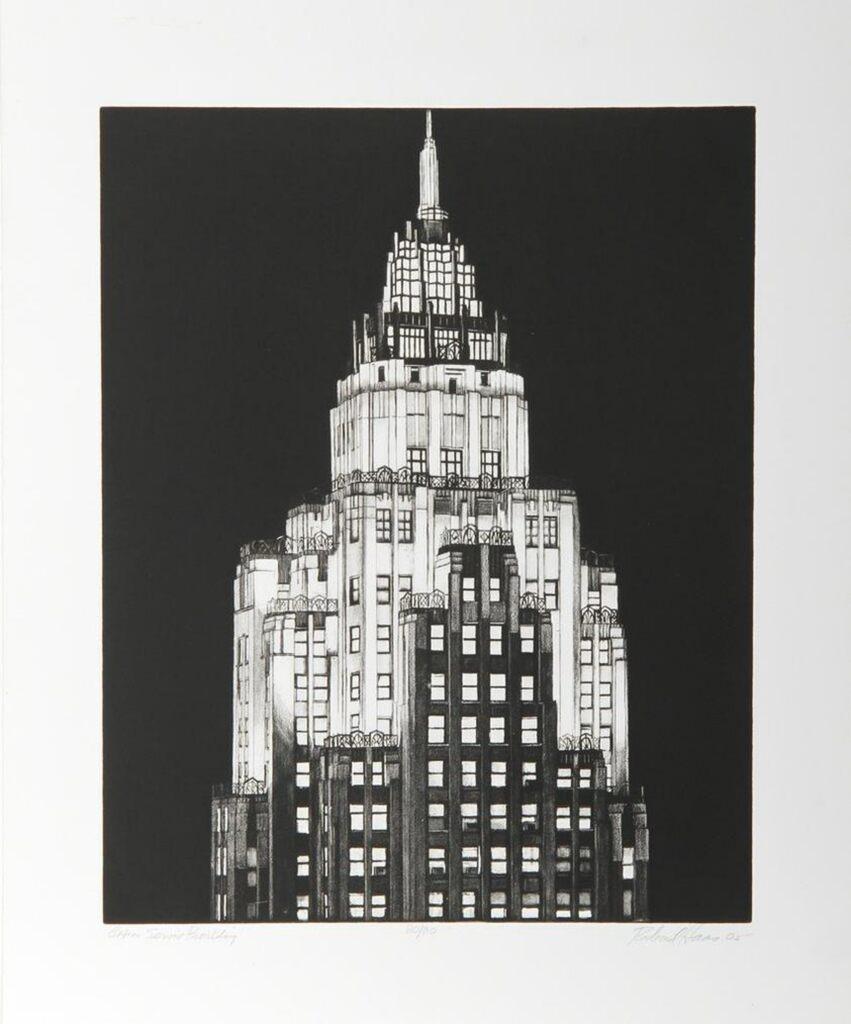 Richard Haas Landscape Print – Städtisches Dienstleistungsgebäude (70 Pine Street, Manhattan)