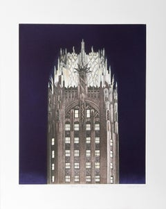Edificio General Electric (blu), acquaforte fotorealista di Richard Haas