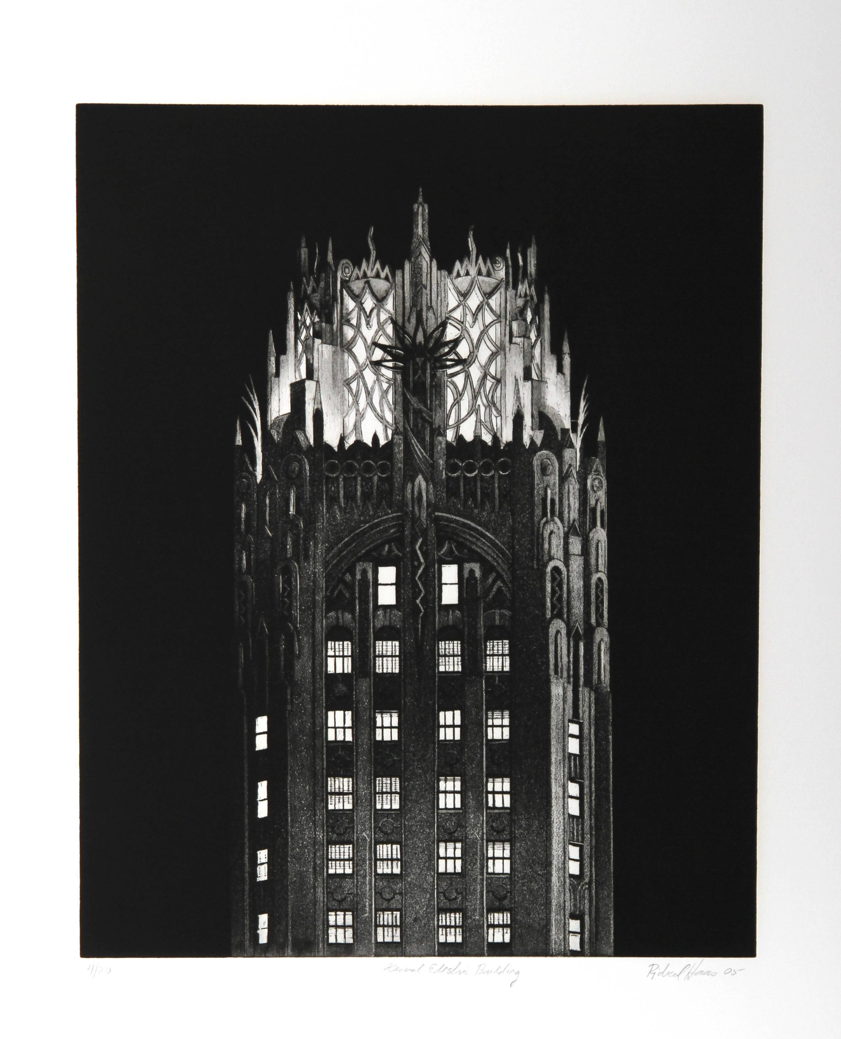 Edificio General Electric, grabado realista de Richard Haas en venta 1
