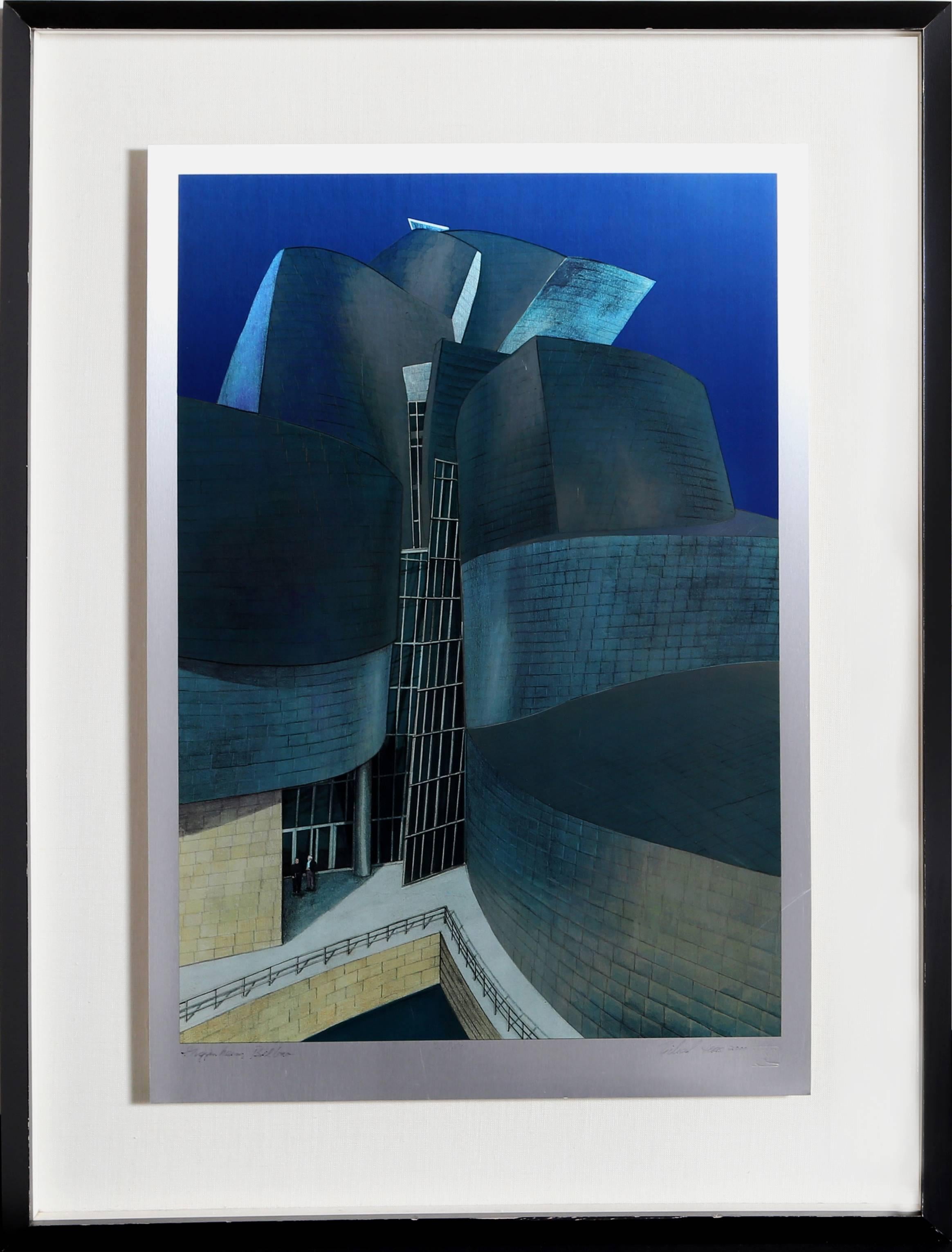 Architektonischer Siebdruck „Guggenheim Bilbao“ aus Aluminium auf Aluminium von Richard Haas