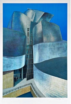 Guggenheim Museum Bilbao, Siebdruck auf Aluminium, signiert/N, gerahmt