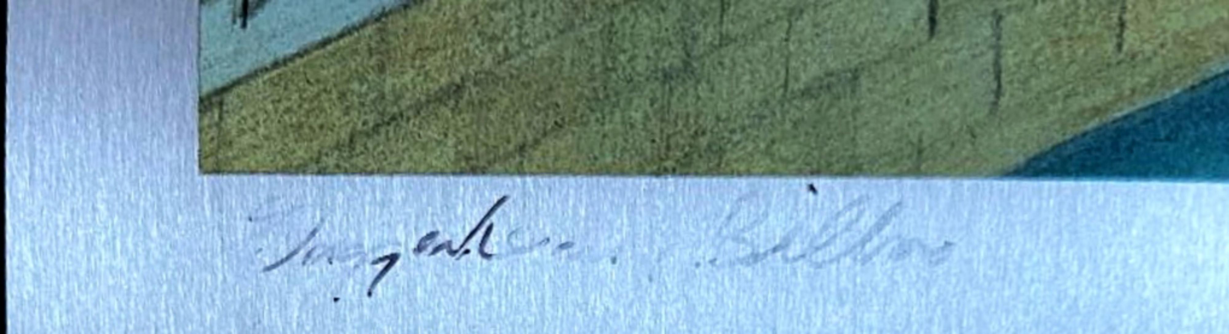 Museo Guggenheim Bilbao, serigrafía sobre aluminio, firmado/N, Enmarcado - Figurative Print Azul de Richard Haas