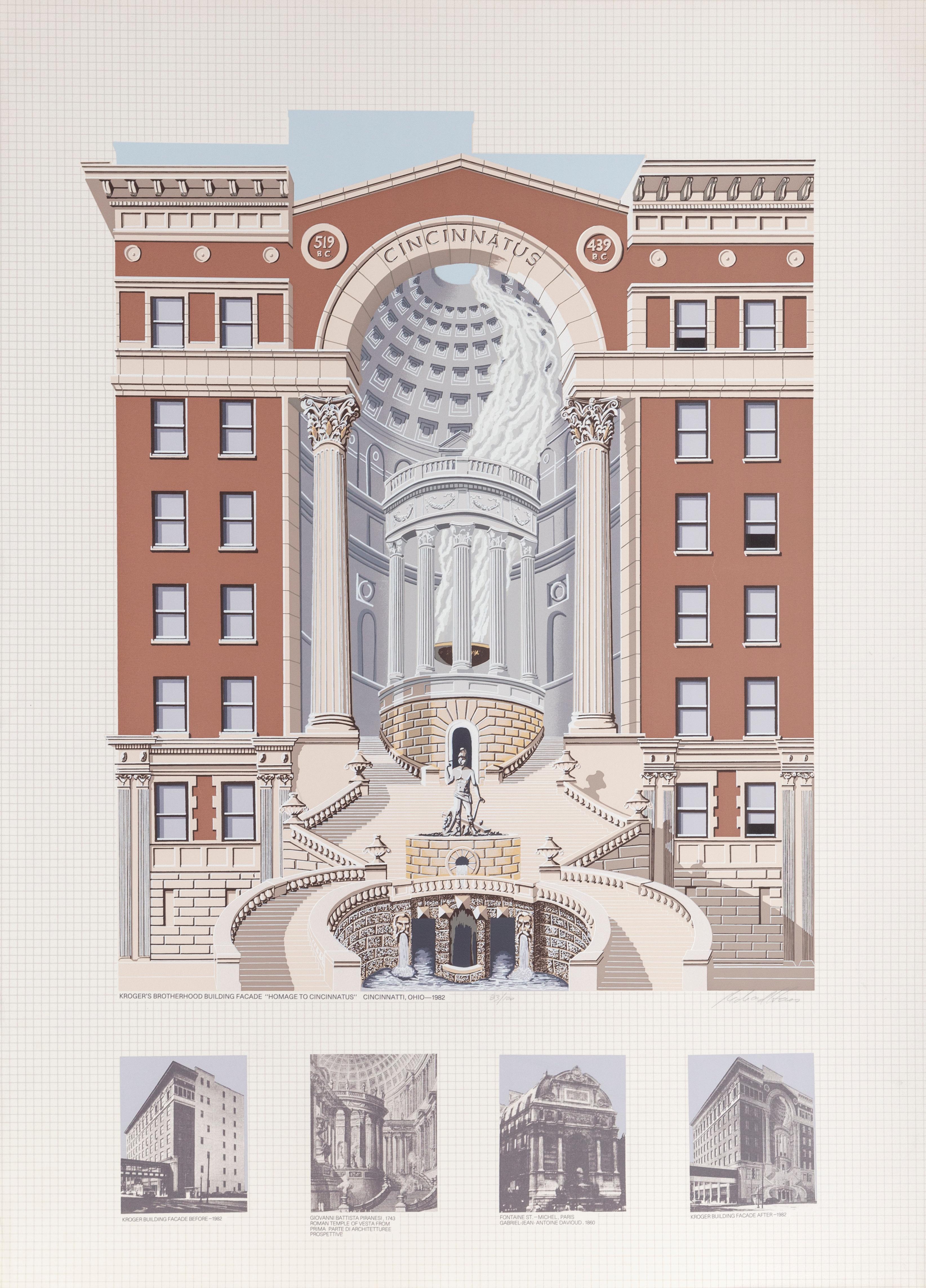 Krogers Brotherhood Building, Cincinnati - Screenprint by Richard Haas