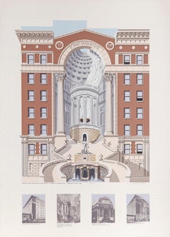 Impression sérigraphiée de Richard Haas pour Krogers Brotherhood Building, Cincinnati