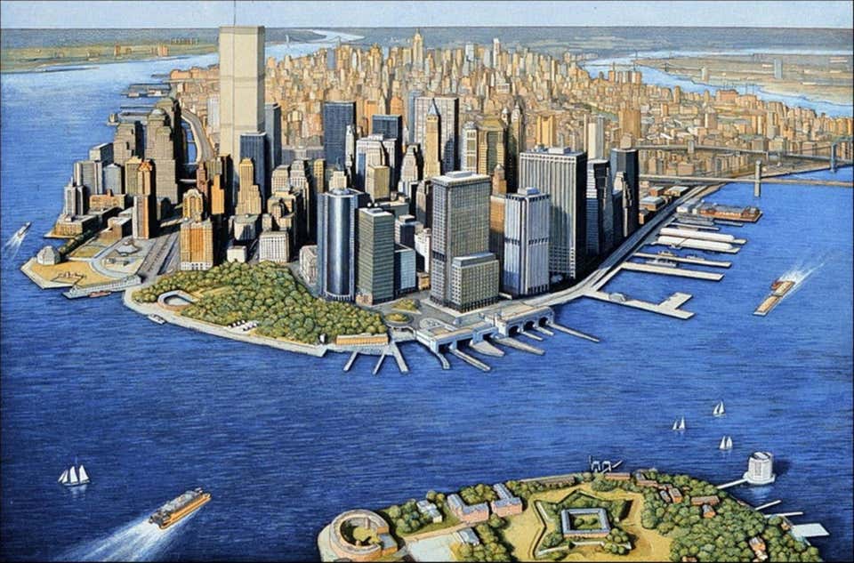 Manhattan View, Governor's Island (Szoke 87, 89). Aquatint & Etching SiGNED/N