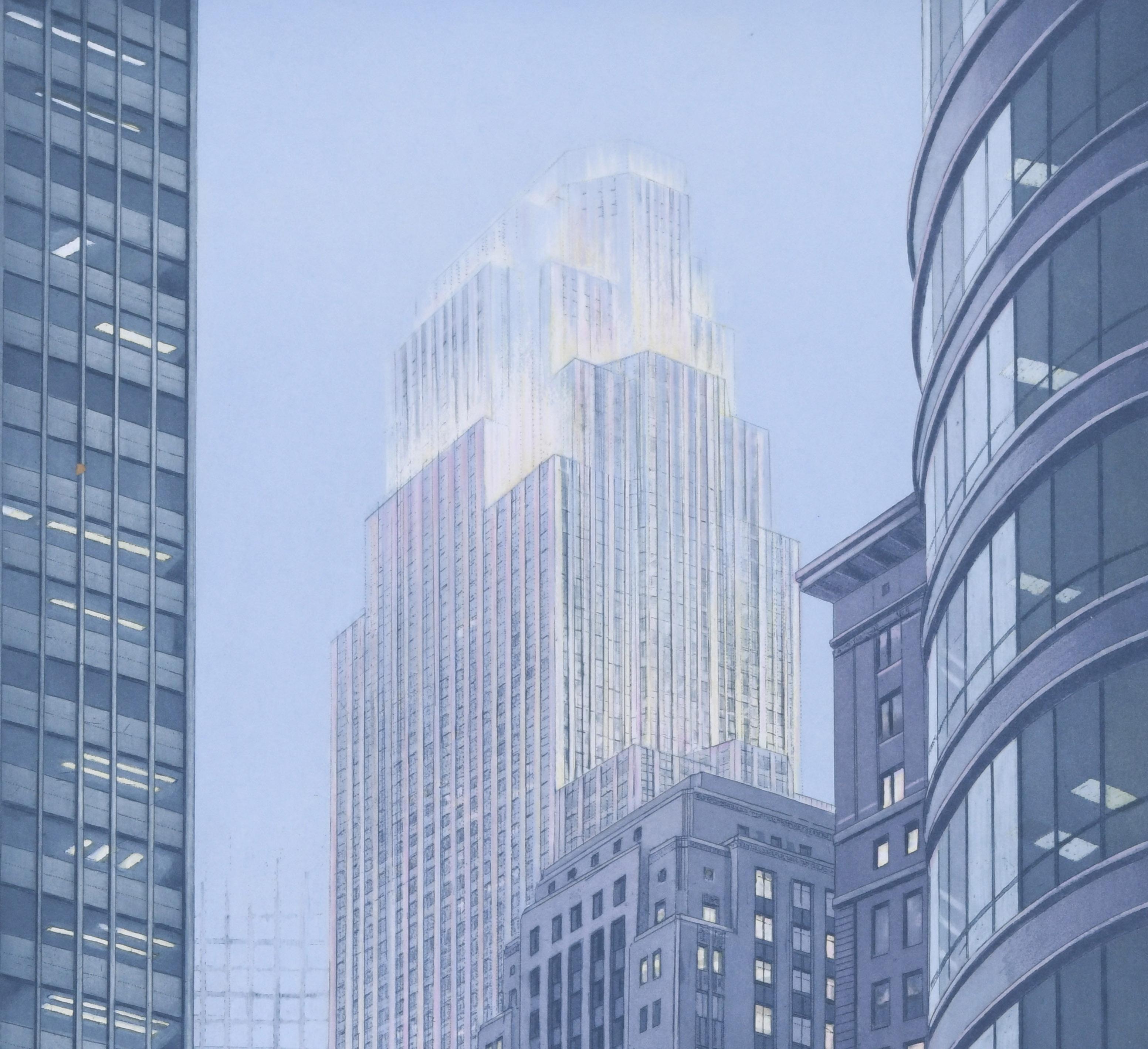 Minneapolis at Dusk - Photorealist Print by Richard Haas