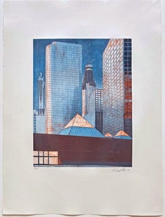 Richard Haas, Downtown Los Angeles MOCA, Etching & Aquatint, Signed/N, Framed