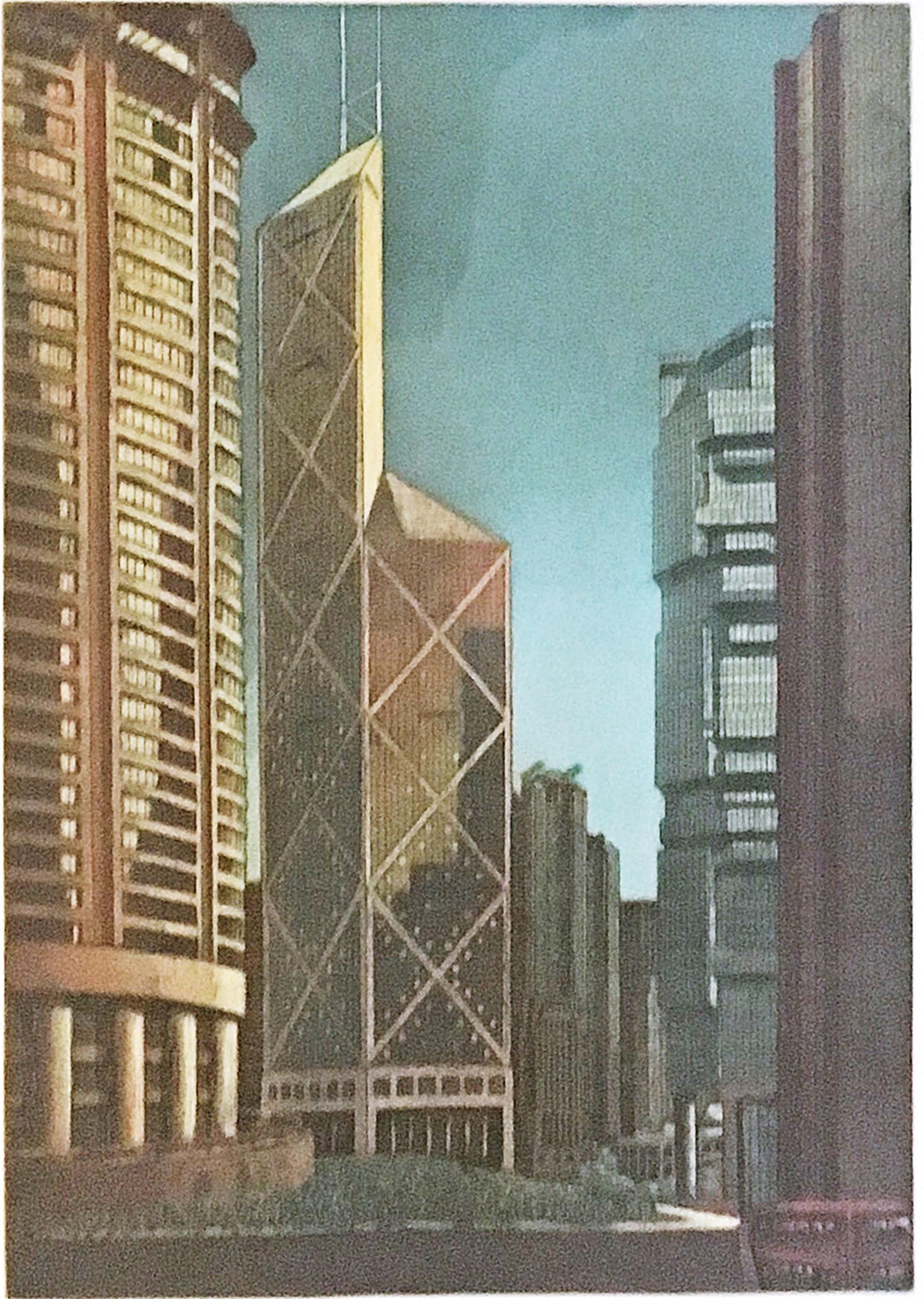 Richard Haas, Hong Kong, Aguafuerte y aguatinta, Firmado 26/35, Enmarcado en venta 1