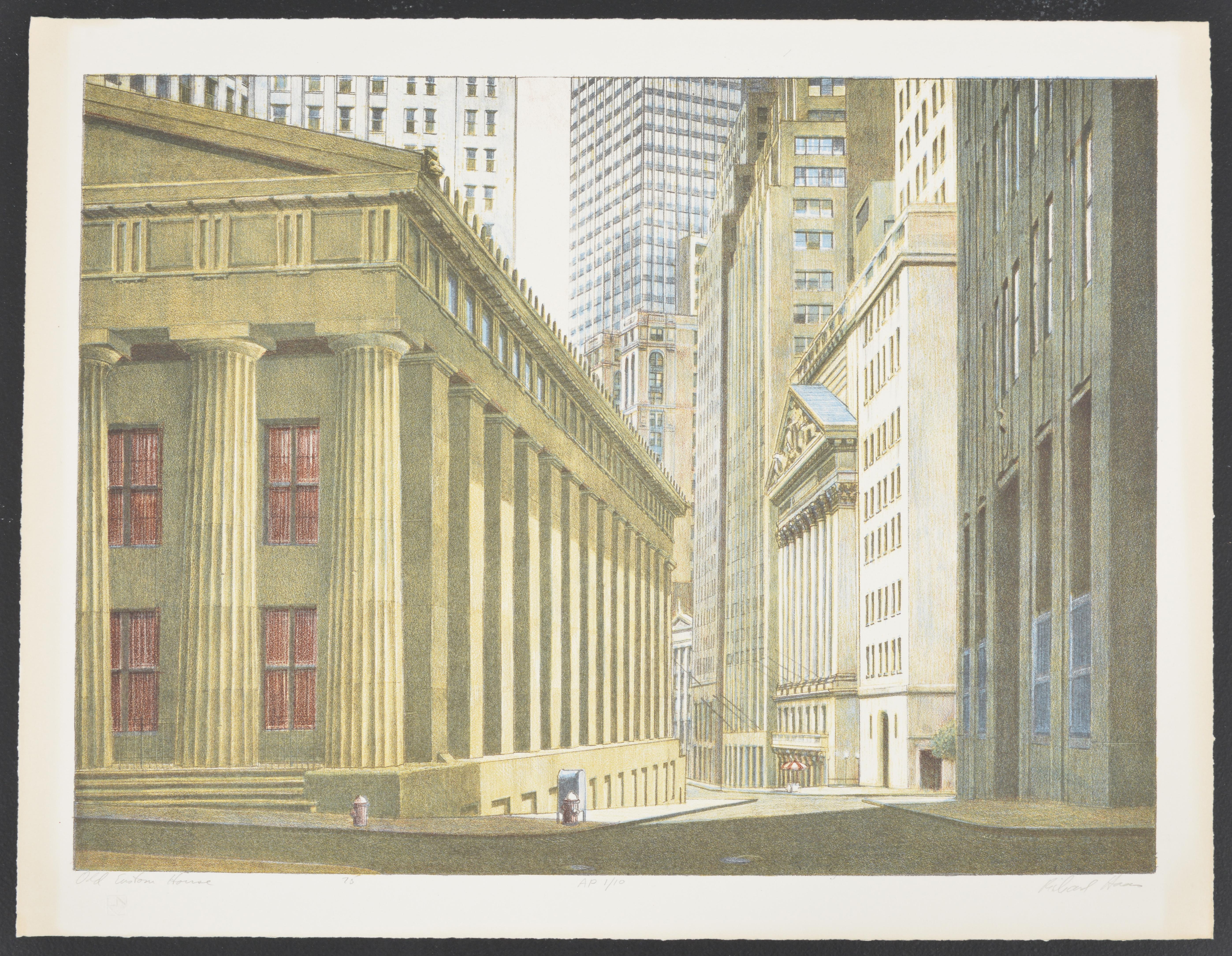 <strong>Artist/Designer; Manufacturer: </strong>Richard Haas (American, b. 1936)<br />
<strong>Marking(s); notes: </strong>signed, blind stamp; AP 1/10; 1975<br />
<strong>Materials: </strong>color lithograph<br />
<strong>Dimensions (H, W, D):
