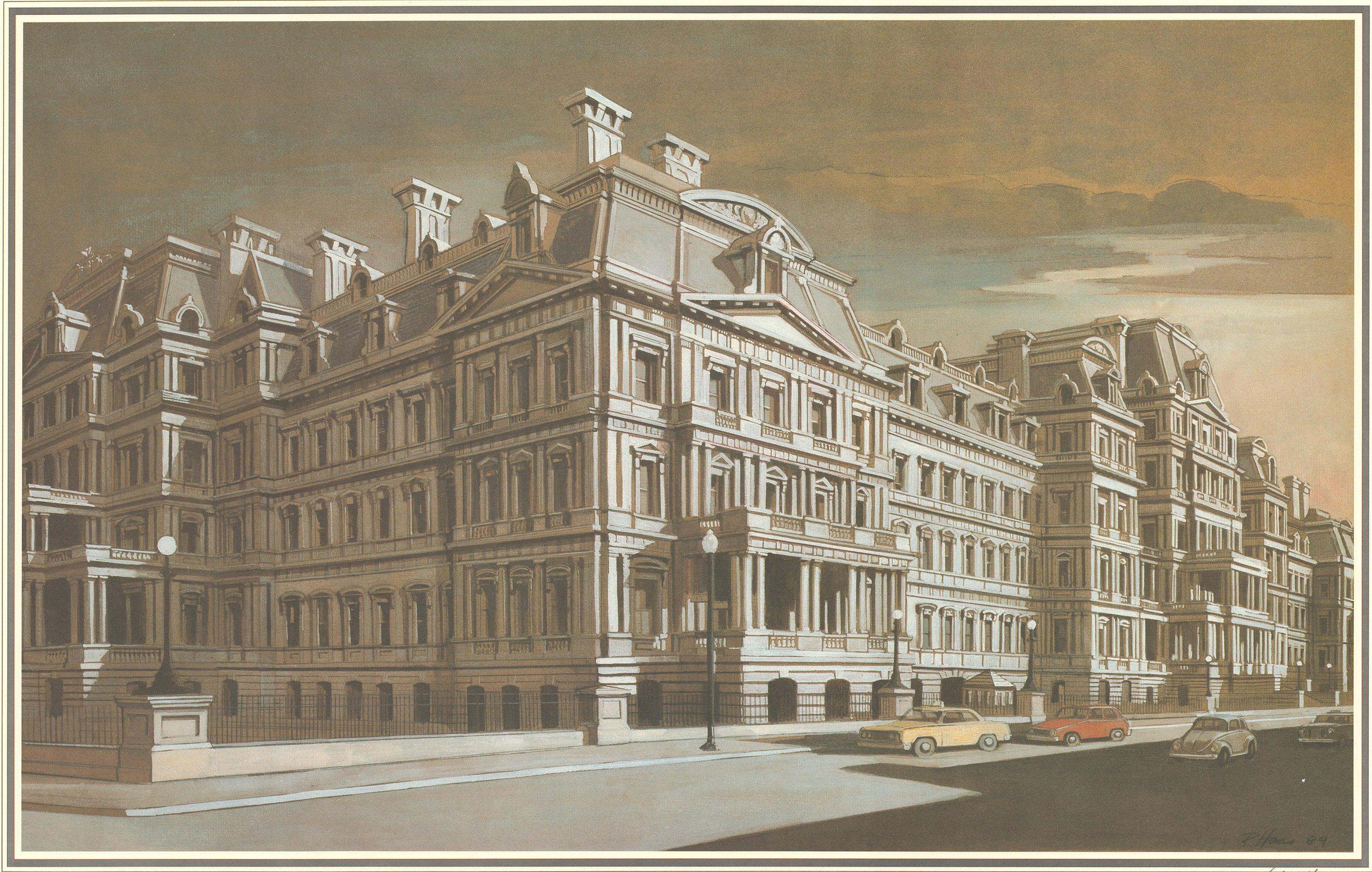 Richard Haas 'The Old Executive Office Building' 1985- Vintage Signed For Sale 4