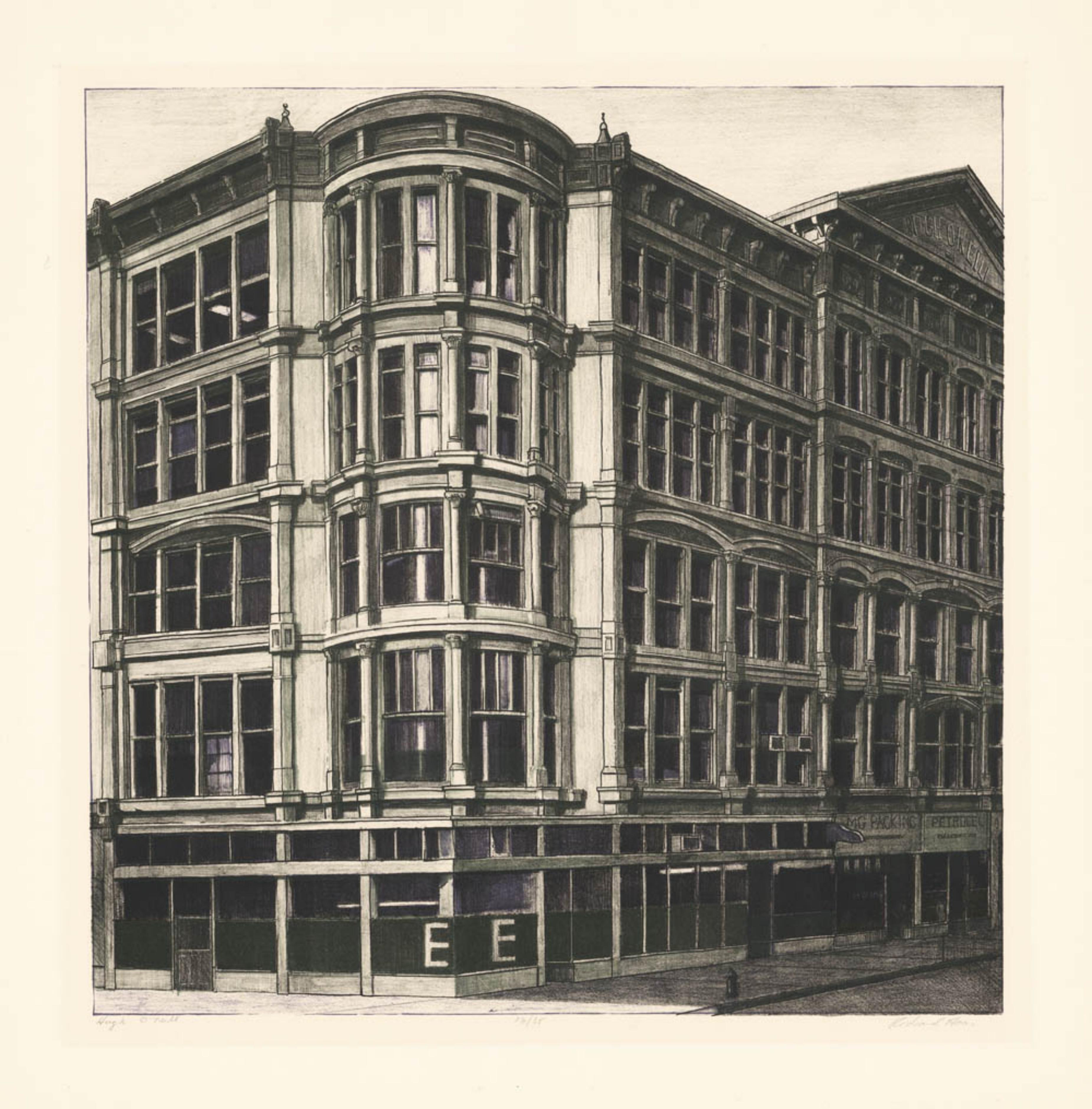 L'edificio Hugh O'Neill, 655-671 Sixth Avenue, NYC, litografia firmata/incorniciata - Print di Richard Haas