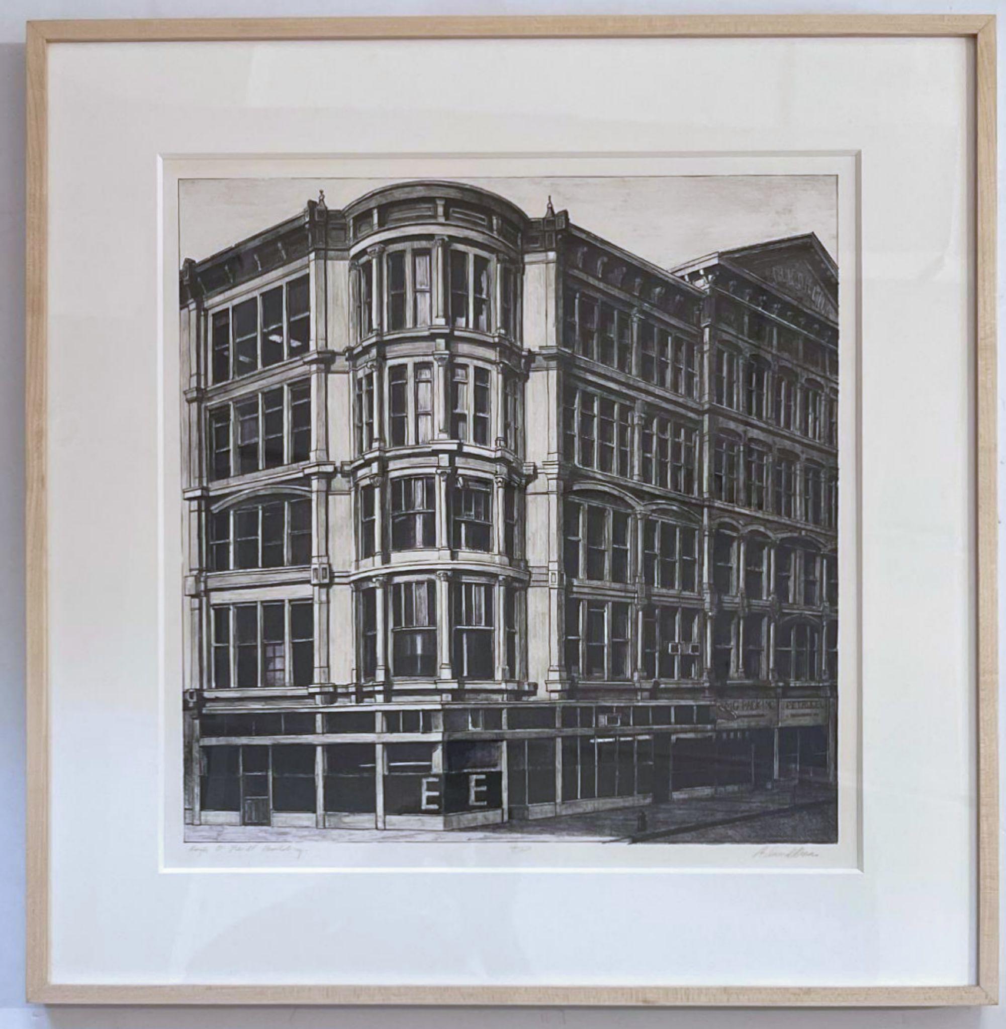 El edificio Hugh O'Neill, 655-671 Sexta Avenida, NYC, litografía Firmada/Enmarcada