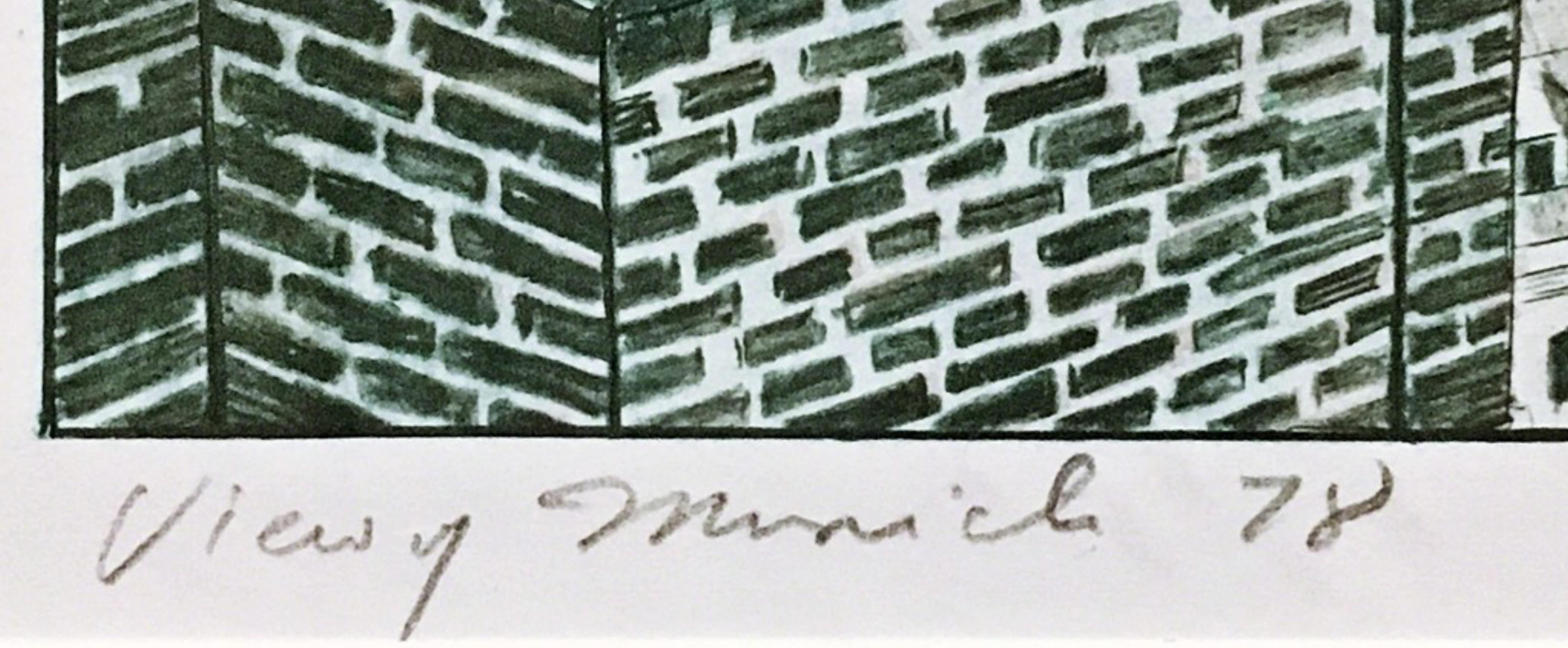 View of Munich (Szoke, 80), Lithograph with Graphite Stencil, Signed, 52/150 - Print by Richard Haas