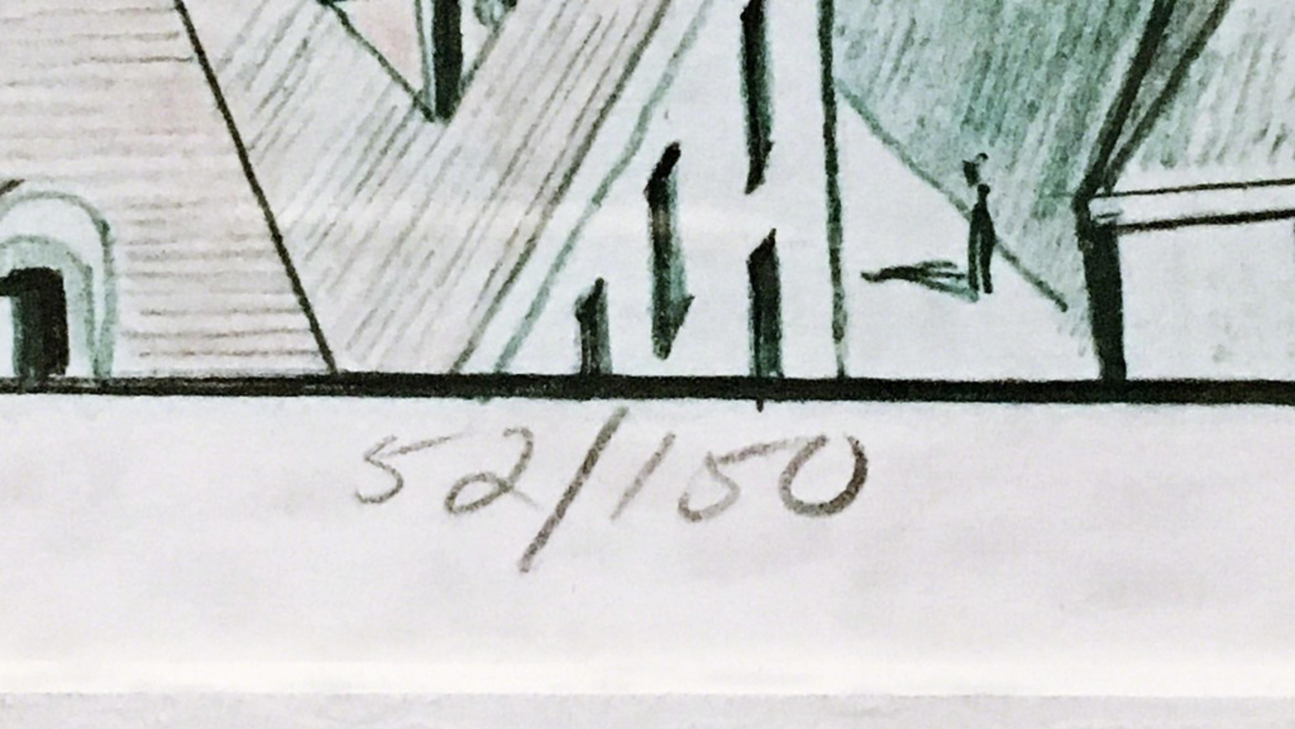 View of Munich (Szoke, 80), Lithograph with Graphite Stencil, Signed, 52/150 - Realist Print by Richard Haas