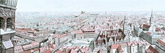 Vue de Munich (Szoke, 80), lithographie avec pochoir en graphite, signée, 52/150