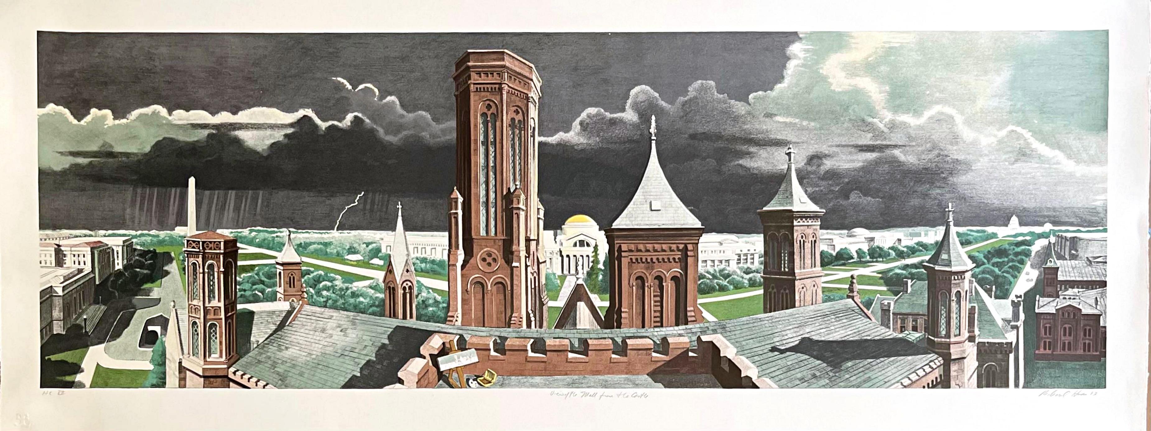 View of the Mall From a Castle Tower Seven-Color Lithograph on rag Signed HC VII - Print by Richard Haas