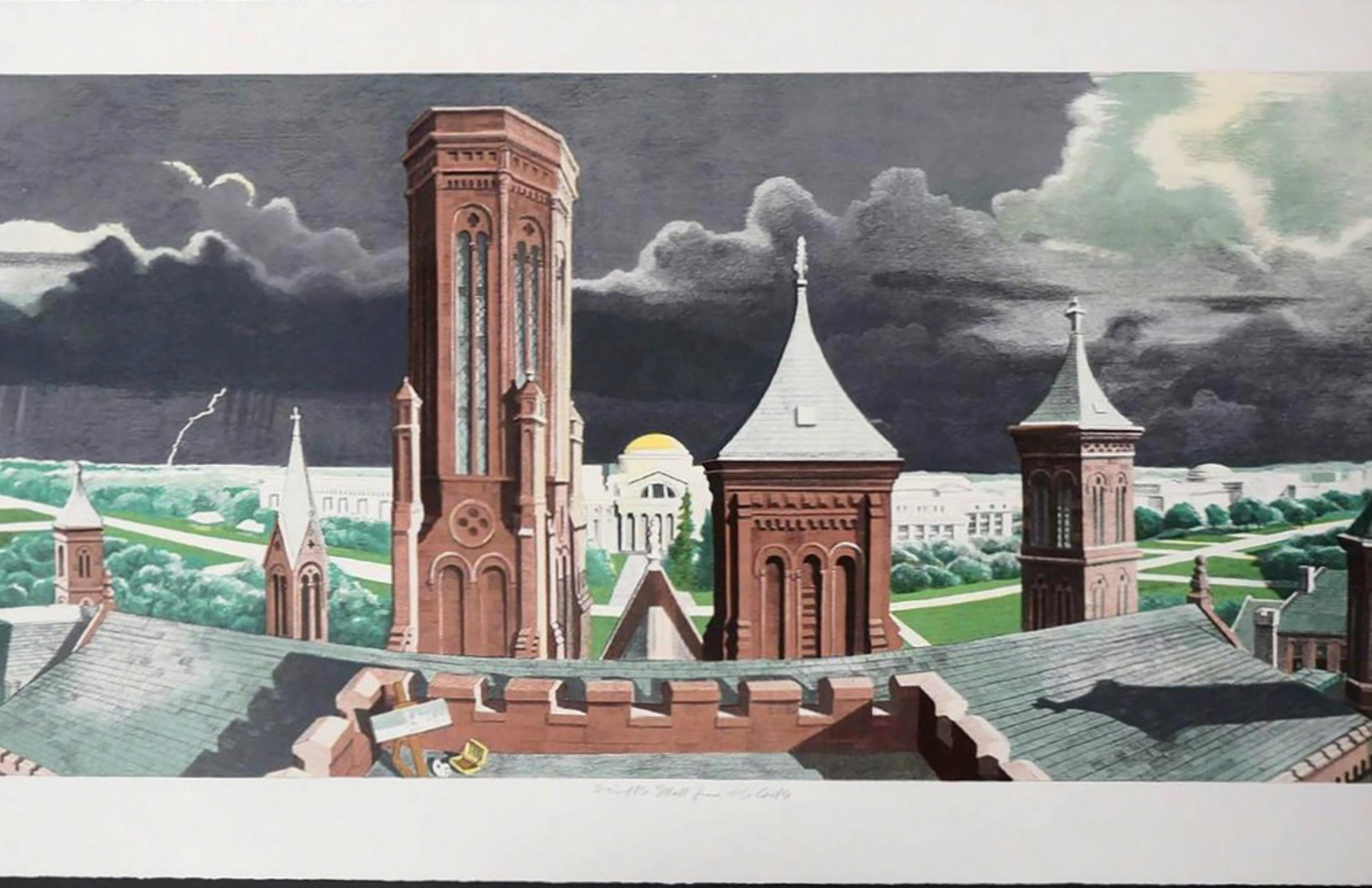 View of the Mall From a Castle Tower Seven-Color Lithograph on rag Signed HC VII - Realist Print by Richard Haas