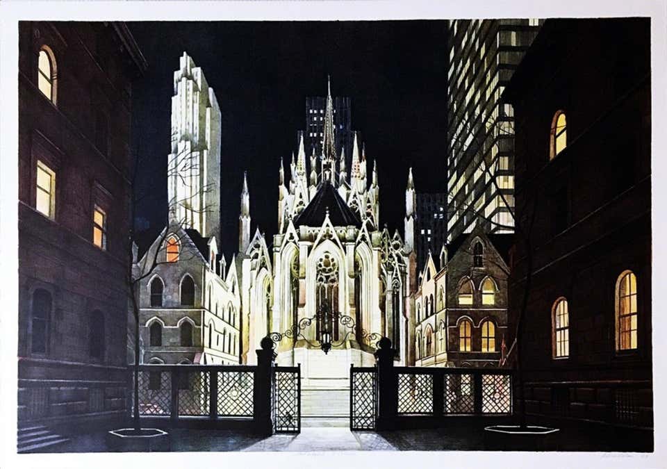 Villard Courtyard, St. Patrick's Cathedral, New York, Lithograph Signed 23/50