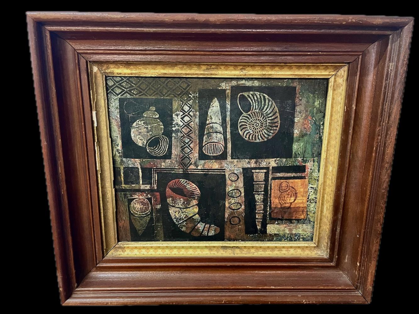 Mid 20th Century, Painting of Seashells with Collage