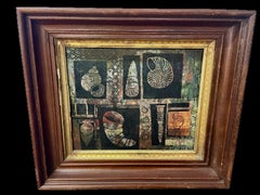 Milieu du XXe siècle, peinture de coquillages avec collage