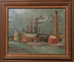Richard Hackett (1917-1989, American) Industrial Landscape Painting