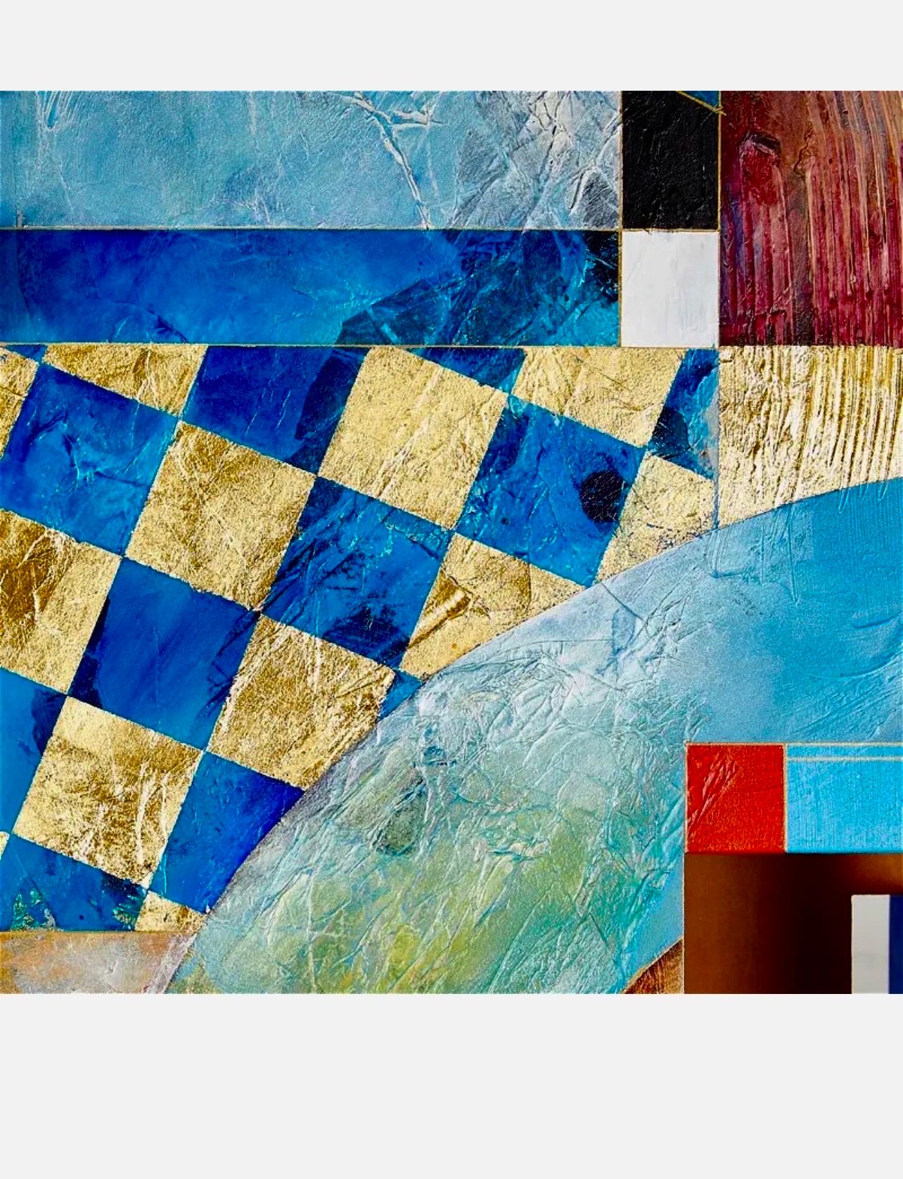 Grande scultura modernista in Steele con pittura geometrica astratta A. Richard Hall 6