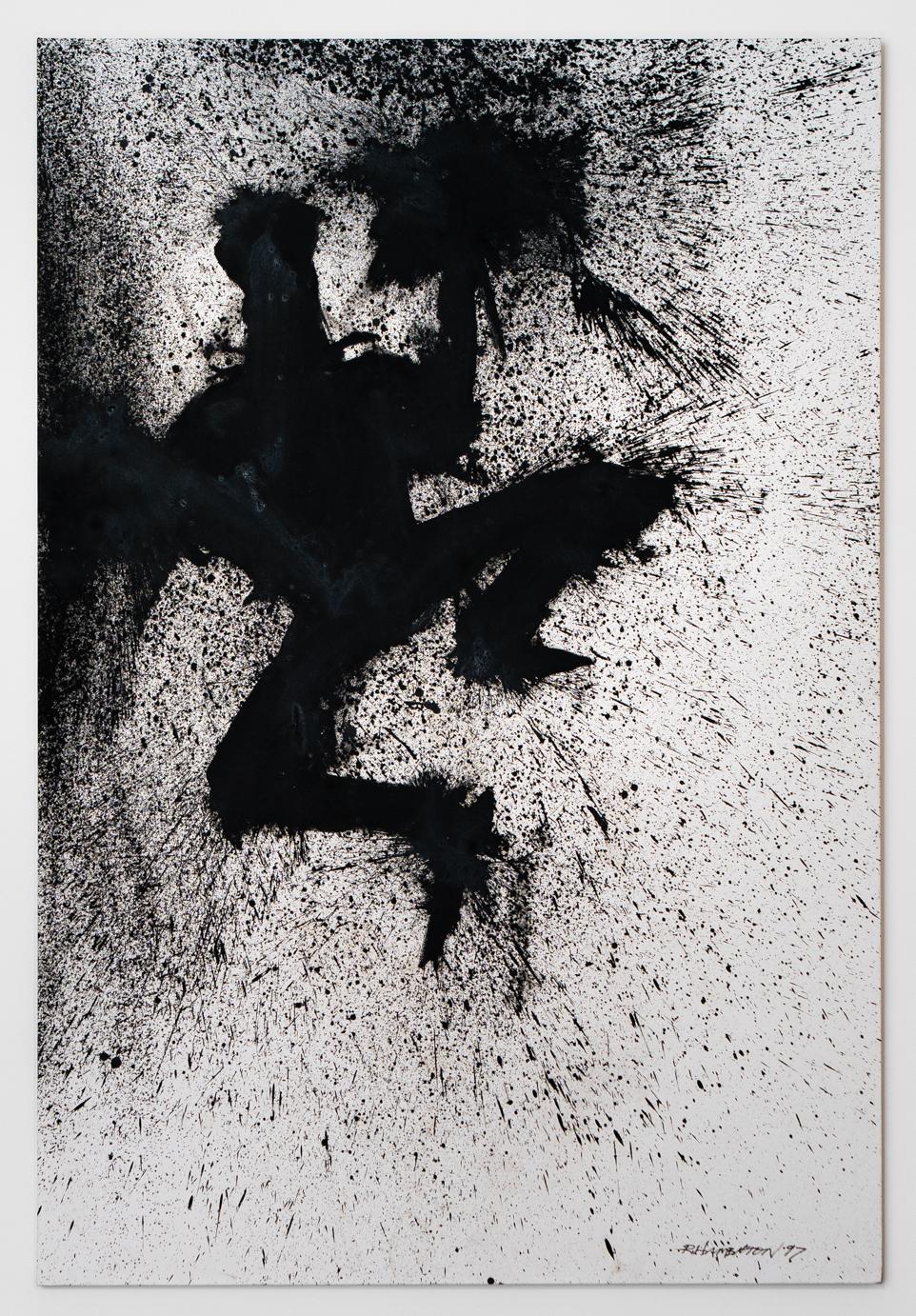 Richard Hambleton Figurative Painting - Shadow Jumper with Pom Poms