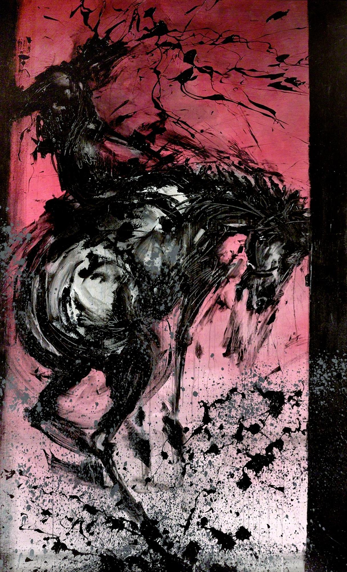 Richard Hambleton Figurative Print - Horse & Rider - Bucking Red