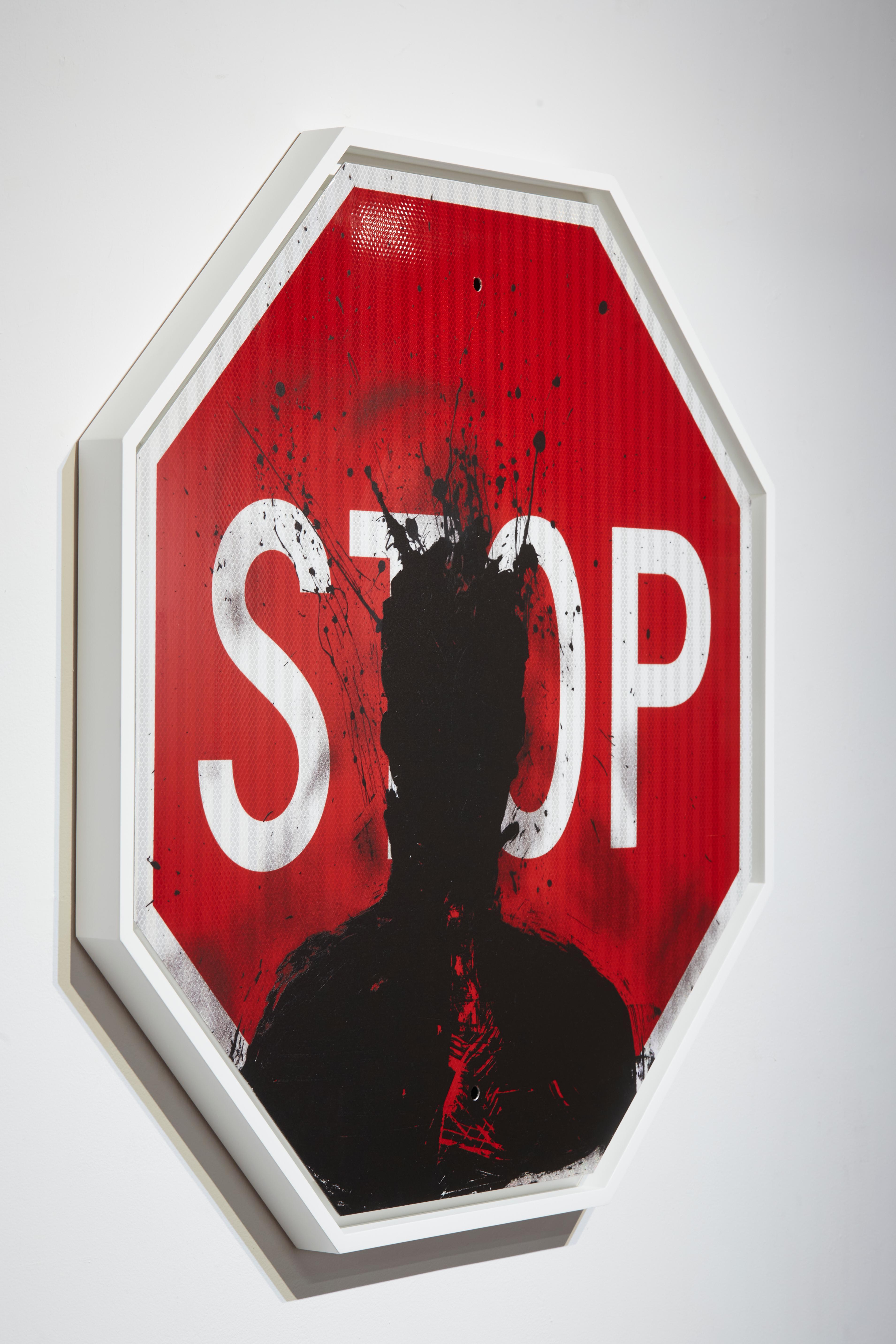 Panneau d'arrêt - Art urbain Print par Richard Hambleton