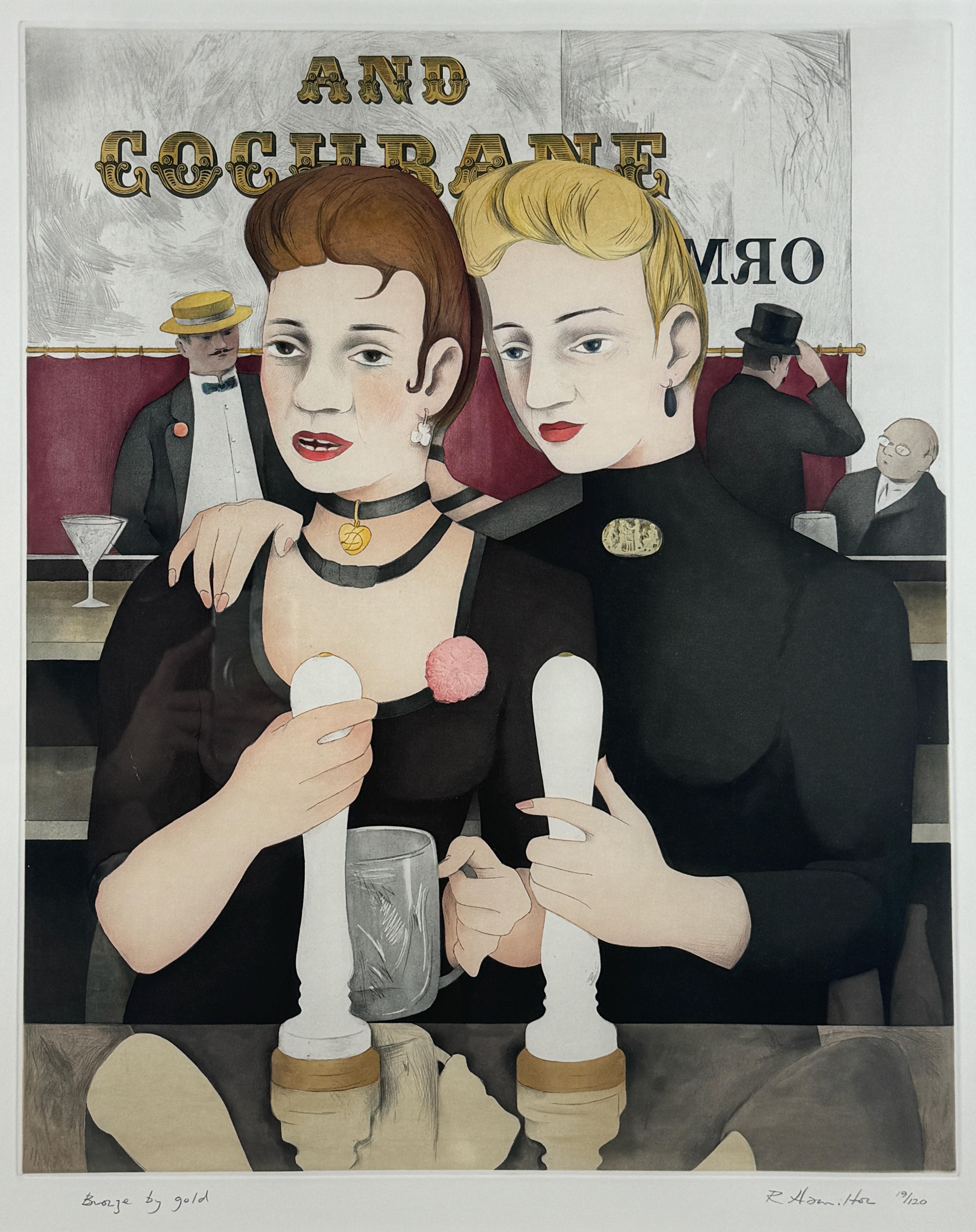 Bronze by gold Richard Hamilton from James Joyce Ulysses barmaids For Sale 1